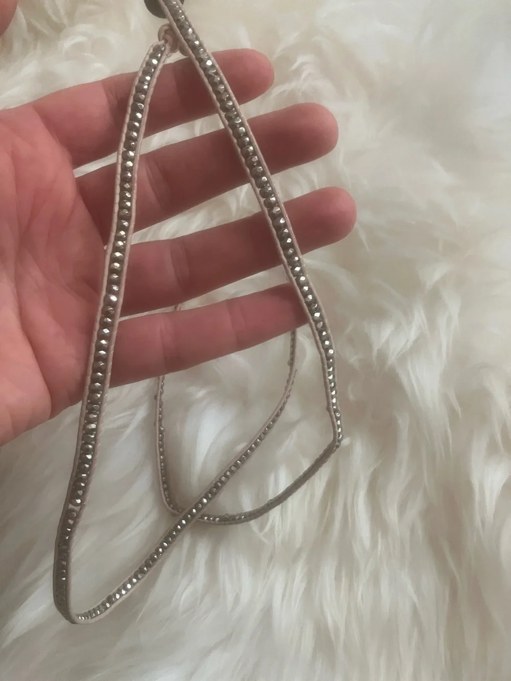 Chan Luu Beige Leather Wrap Bracelet with Silver Beads